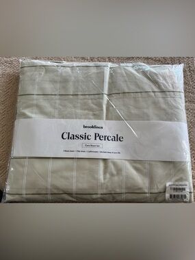 Brooklinen Classic Percale Core sheet set windowpane Meadow Queen 4 pcs